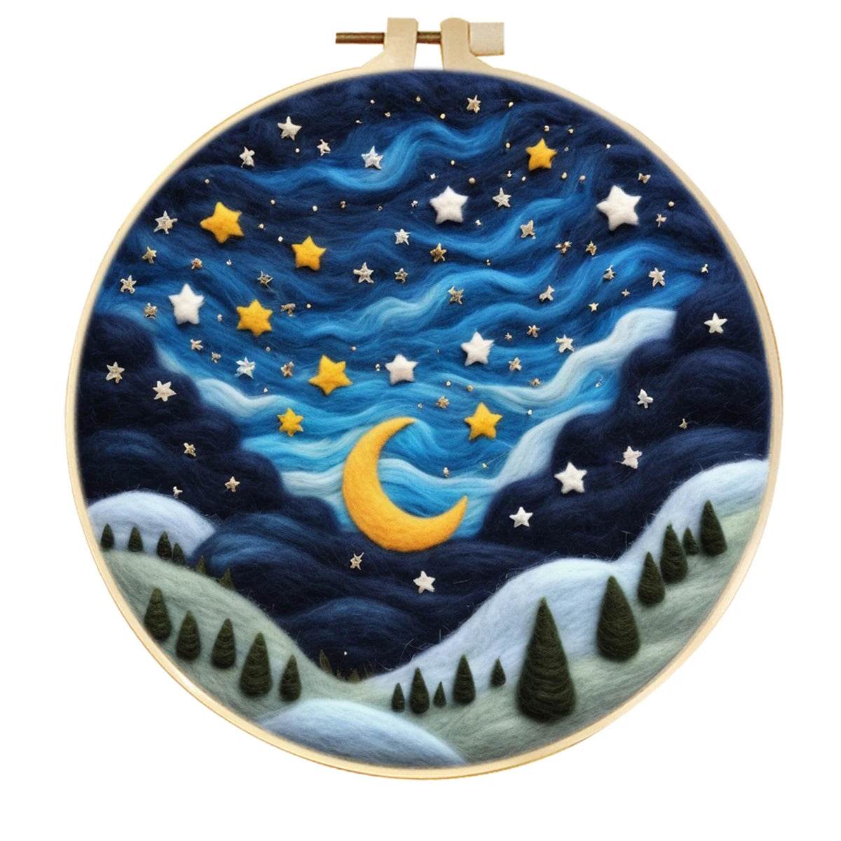 DIY Wool Needle Felting Painting Kit Night Sky Scenery Handmade Needle Picture Craft Home Decor - ToylandEU