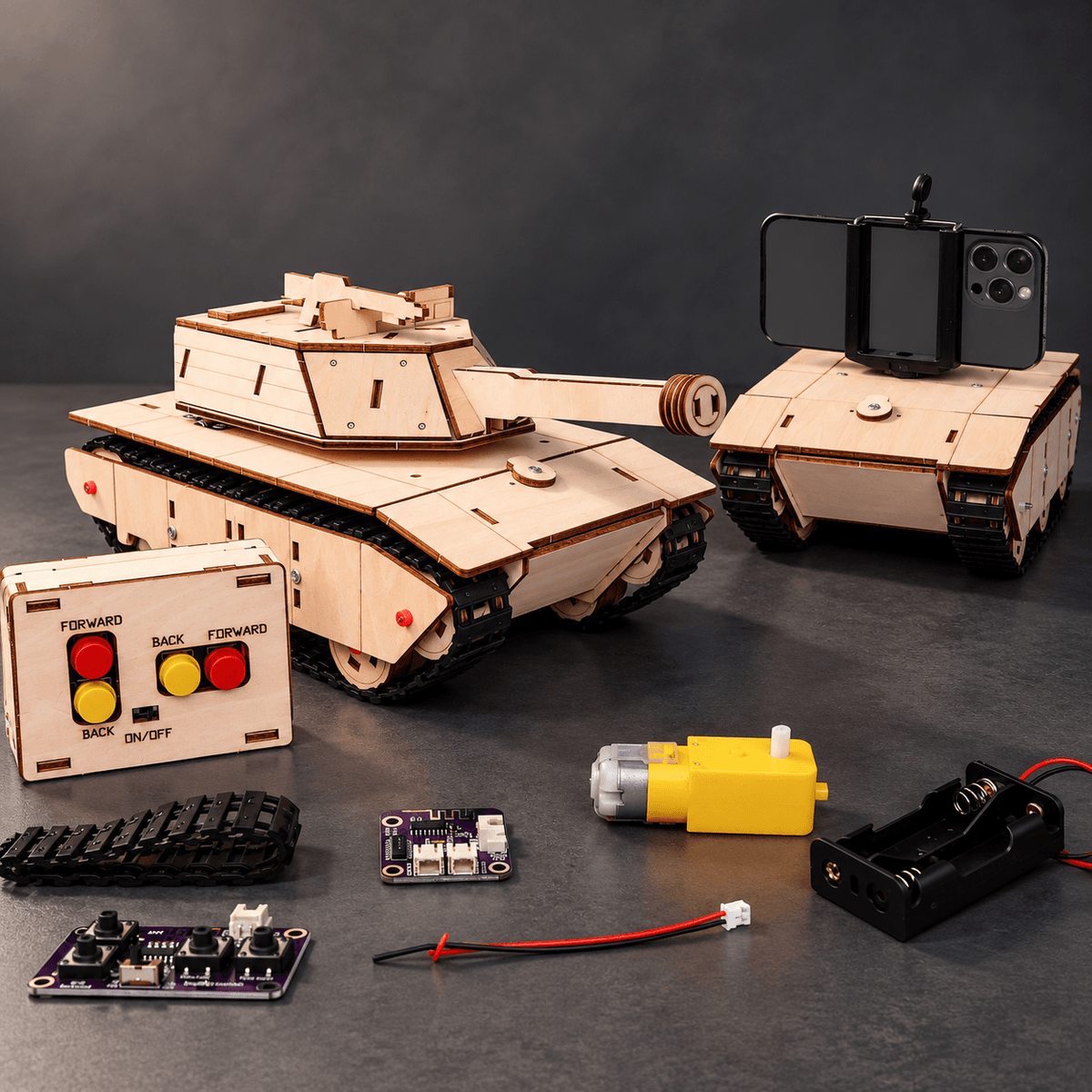 DIY RC Tank Cam Kit | Phone Camera Mount | Wooden Tracked Robot | Kids STEM