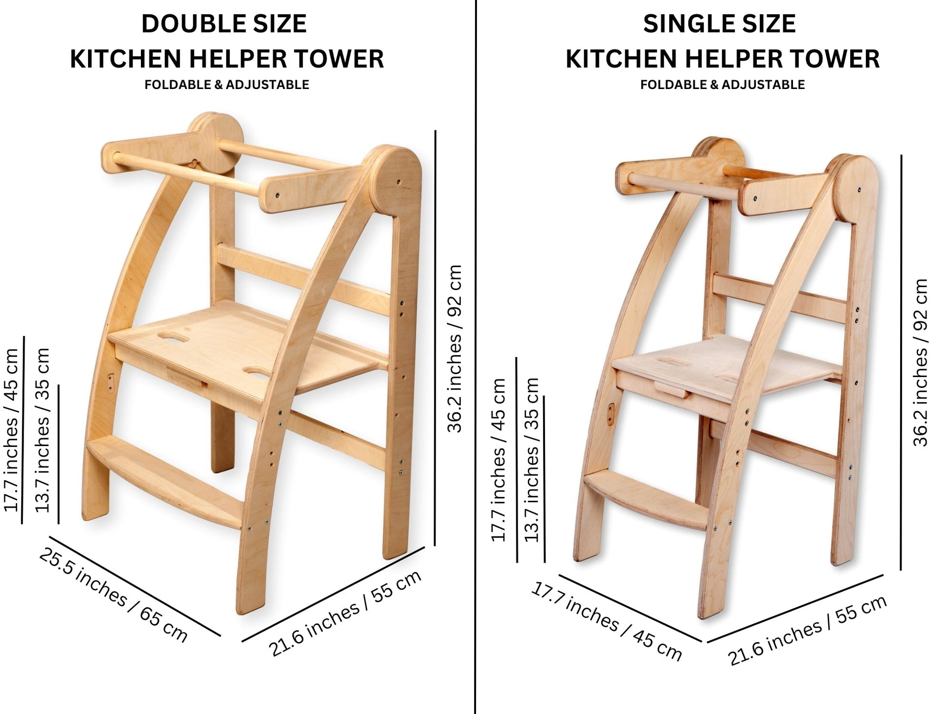 Foldable Double Size Montessori Kitchen Helper Tower - ToylandEU