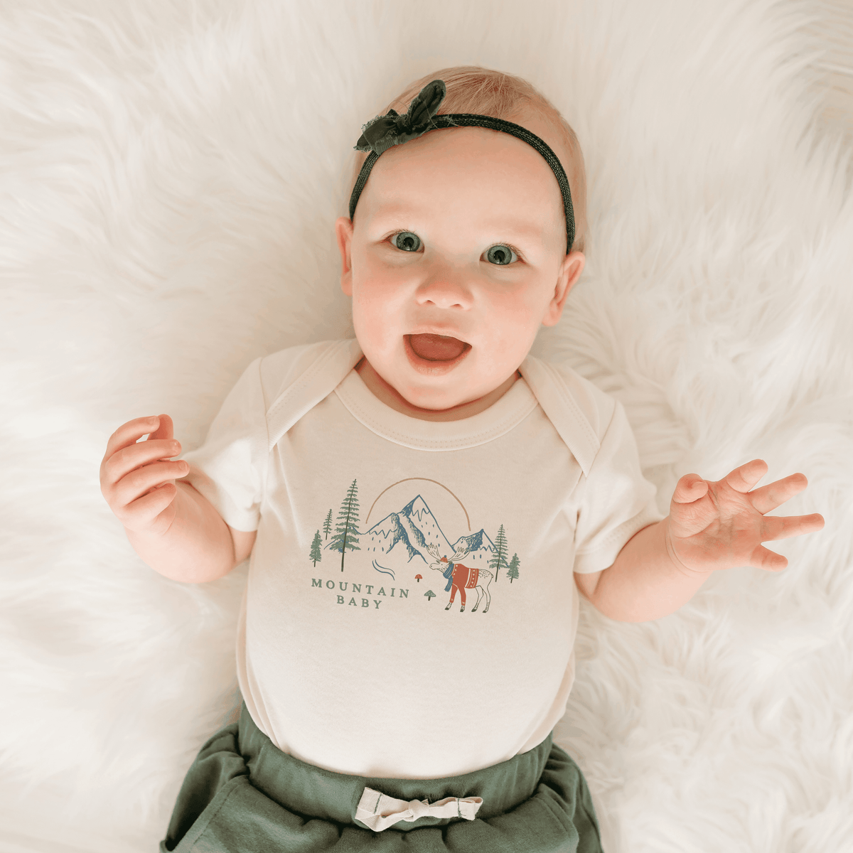 Baby Bodysuit | Organic Cotton | Graphic Mountain Design | Unisex Infant