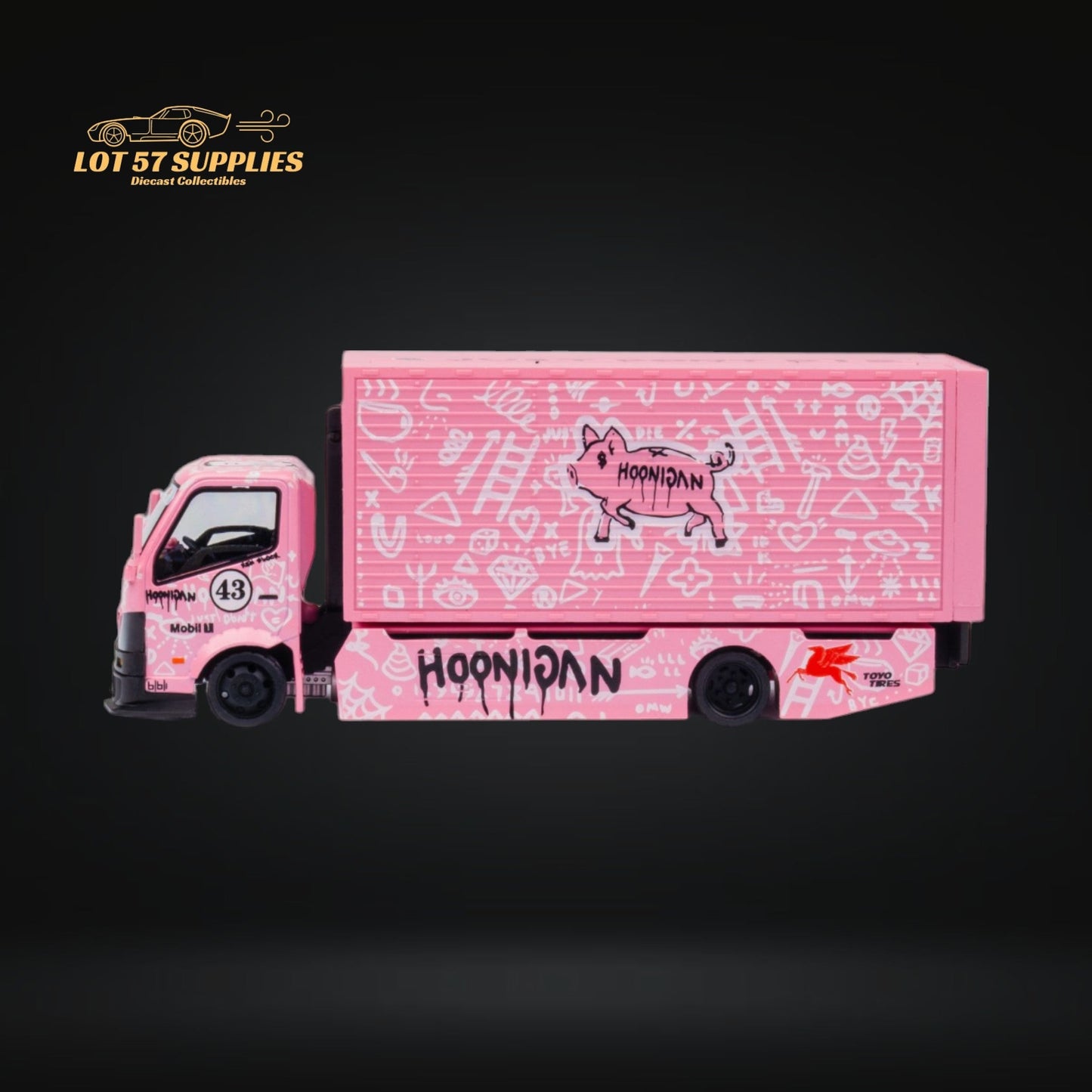 Diecast Hino 300 Diecast Box Truck Pink Livery With Functional Bed