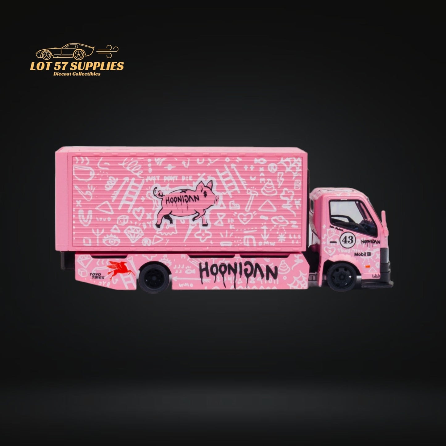 Diecast Hino 300 Diecast Box Truck Pink Livery With Functional Bed