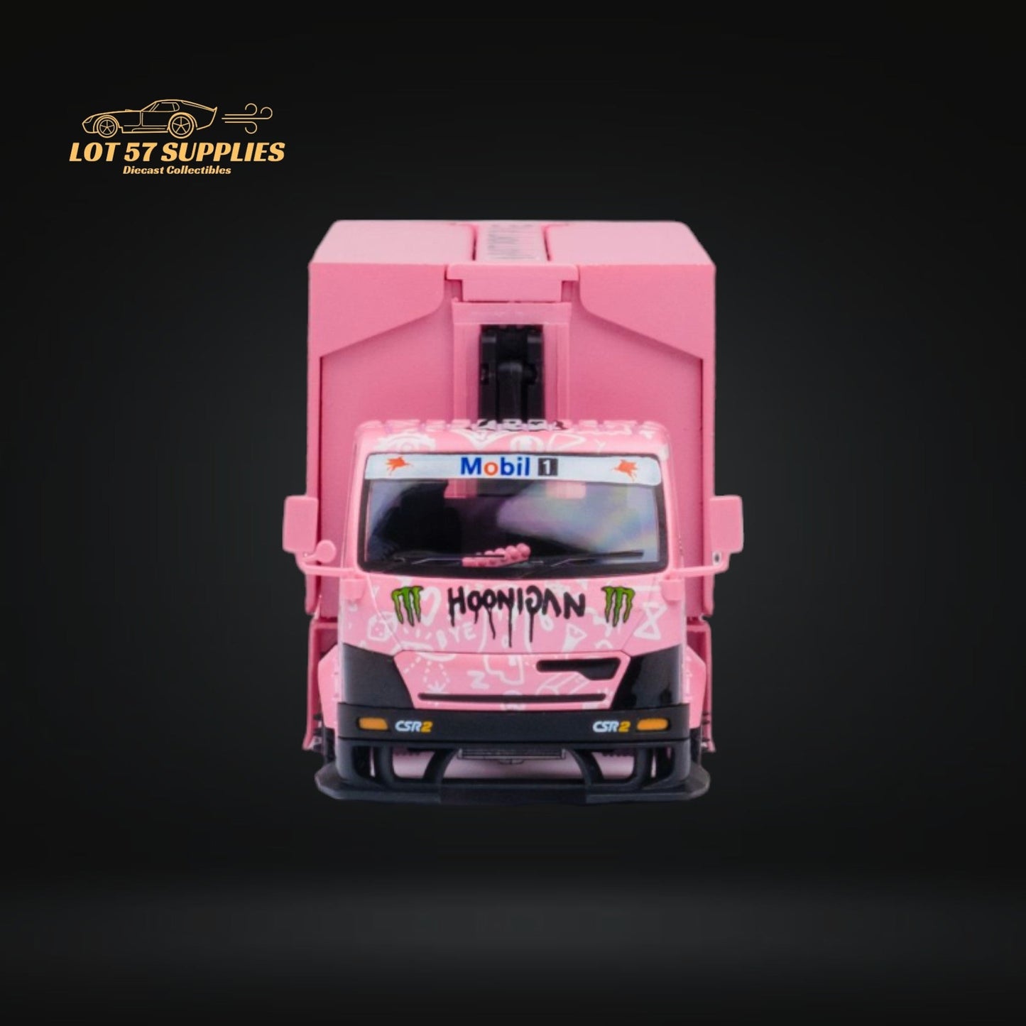Diecast Hino 300 Diecast Box Truck Pink Livery With Functional Bed