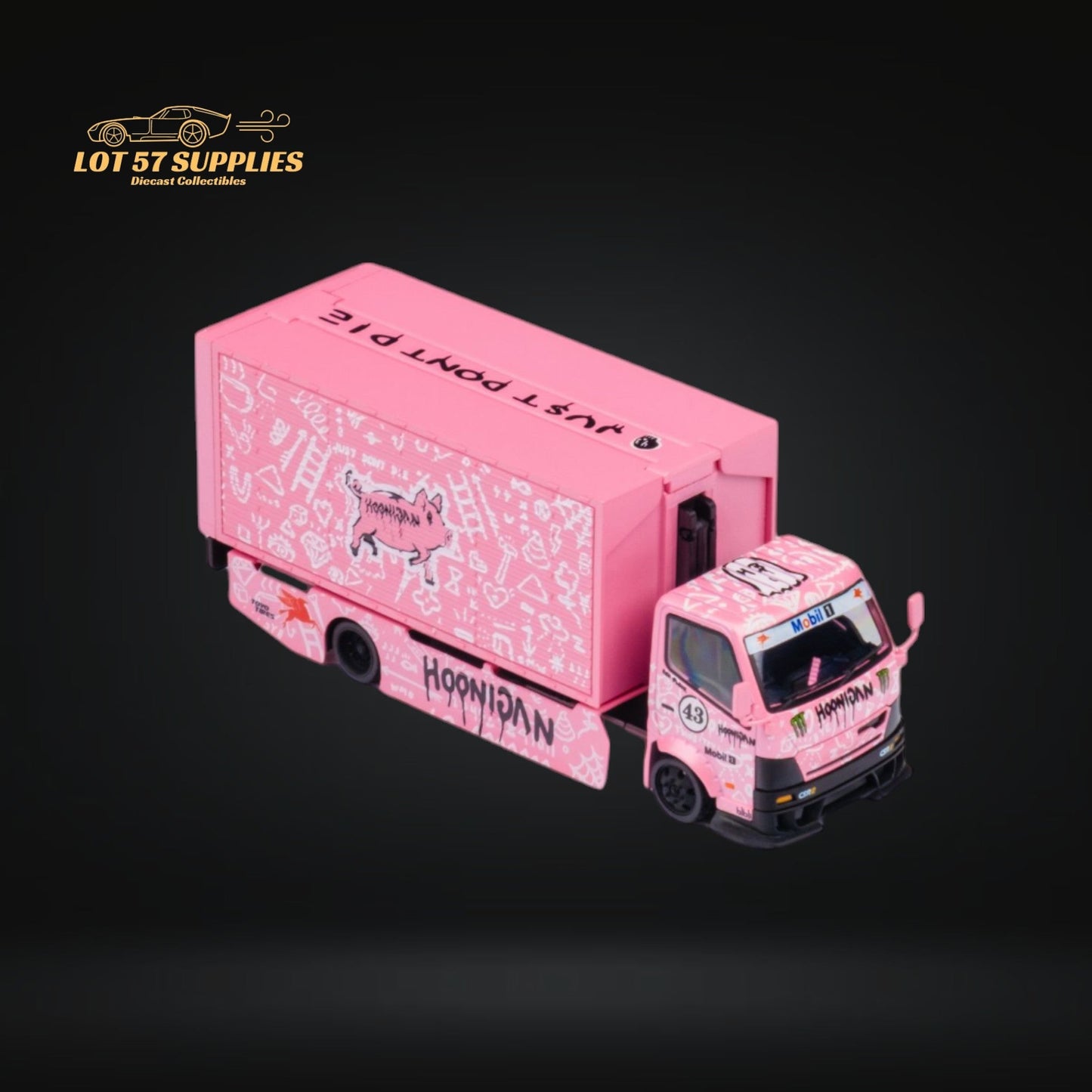 Diecast Hino 300 Diecast Box Truck Pink Livery With Functional Bed