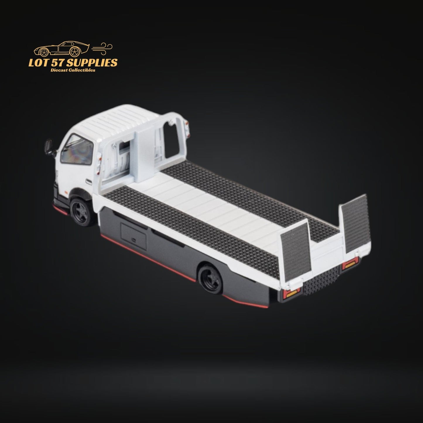 Diecast Hino 300 Diecast Flatbed Truck With Functional Bed White