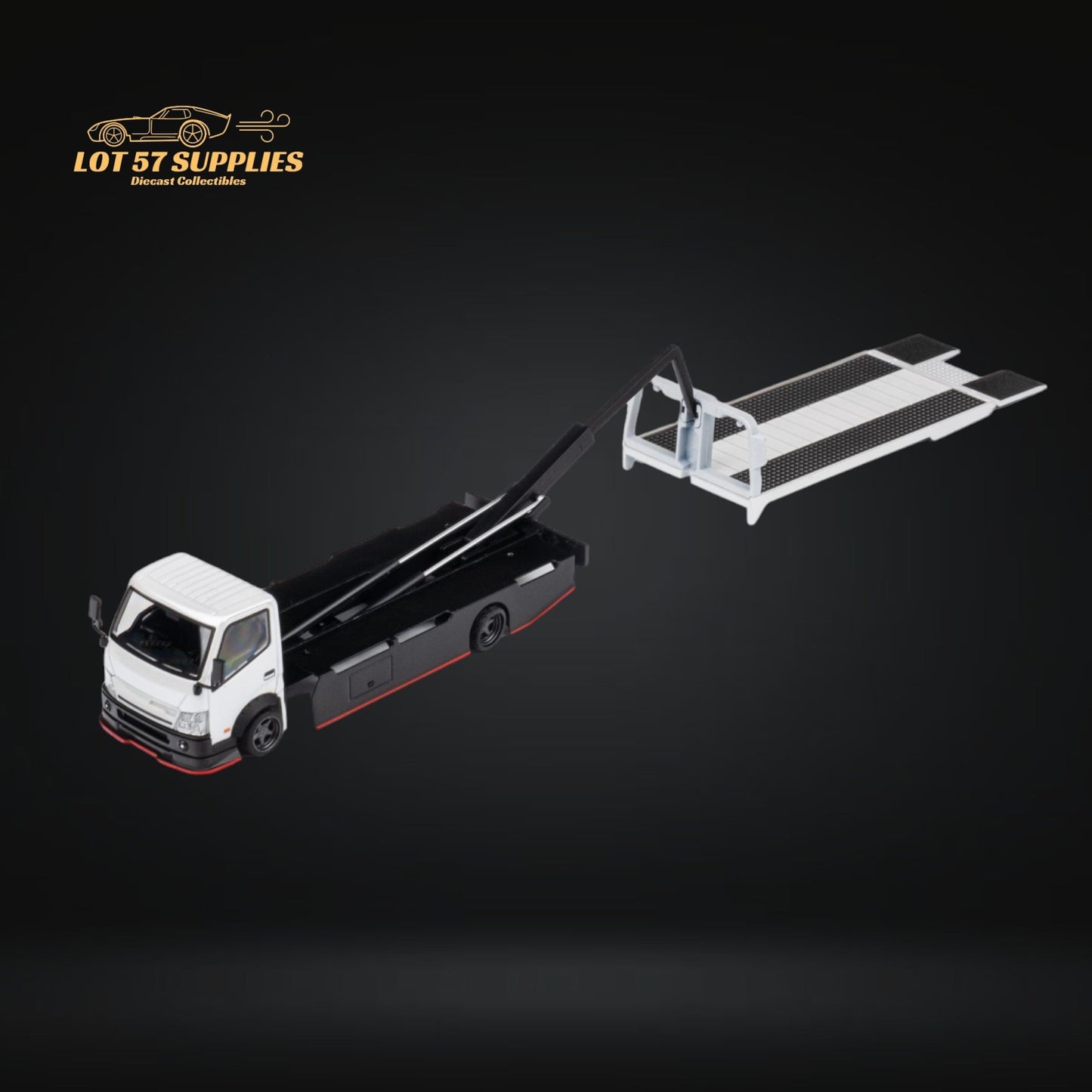 Diecast Hino 300 Diecast Flatbed Truck With Functional Bed White