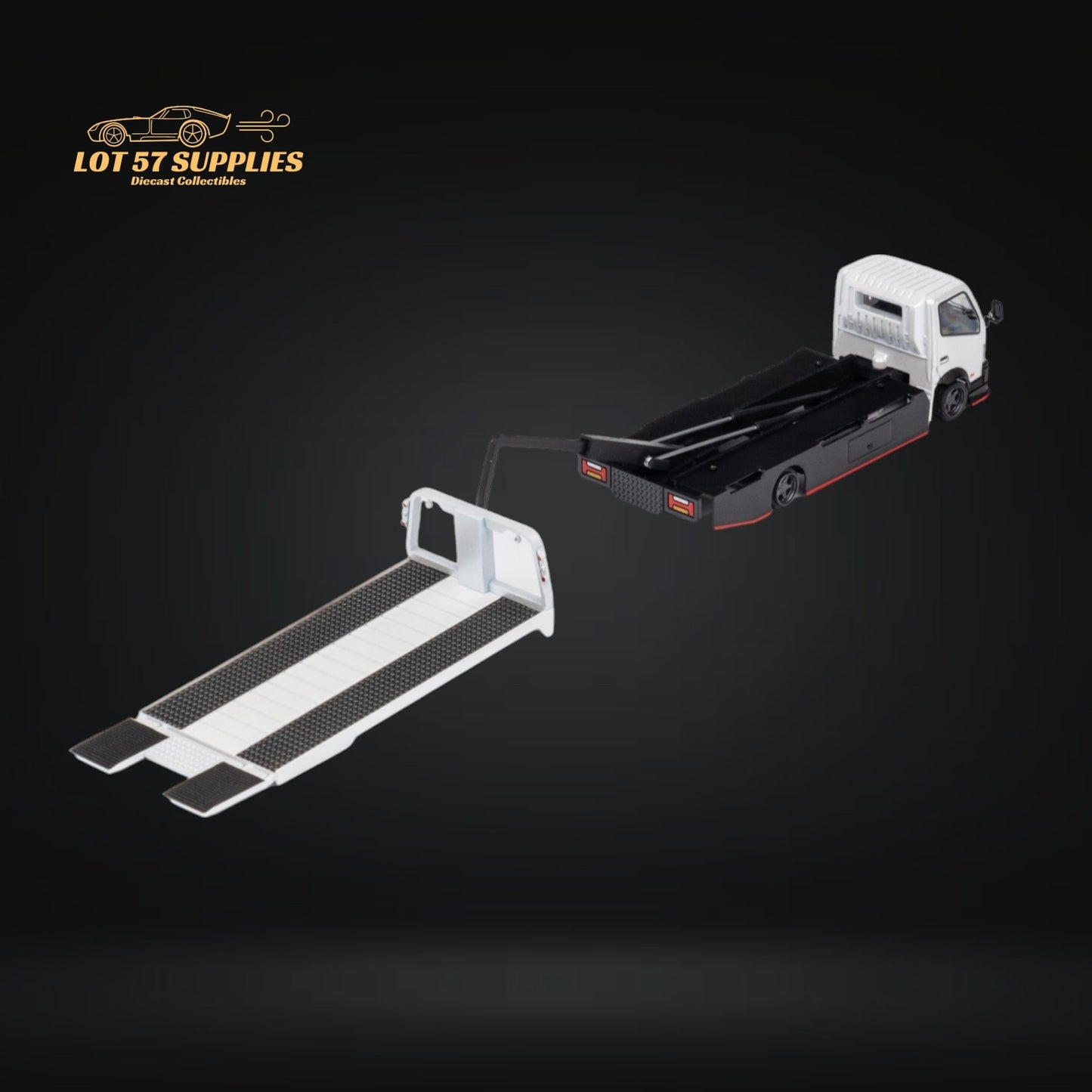 Diecast Hino 300 Diecast Flatbed Truck With Functional Bed White