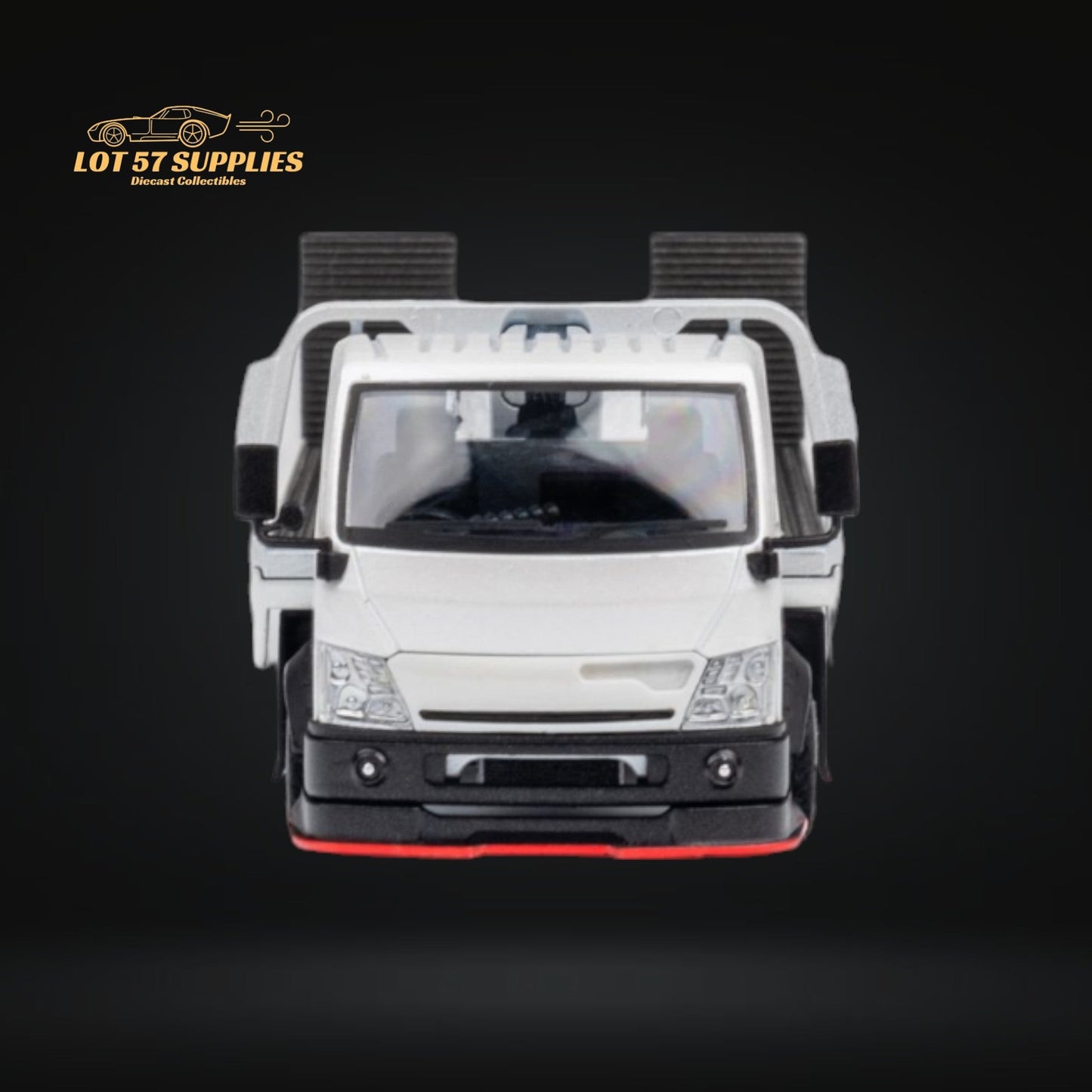 Diecast Hino 300 Diecast Flatbed Truck With Functional Bed White