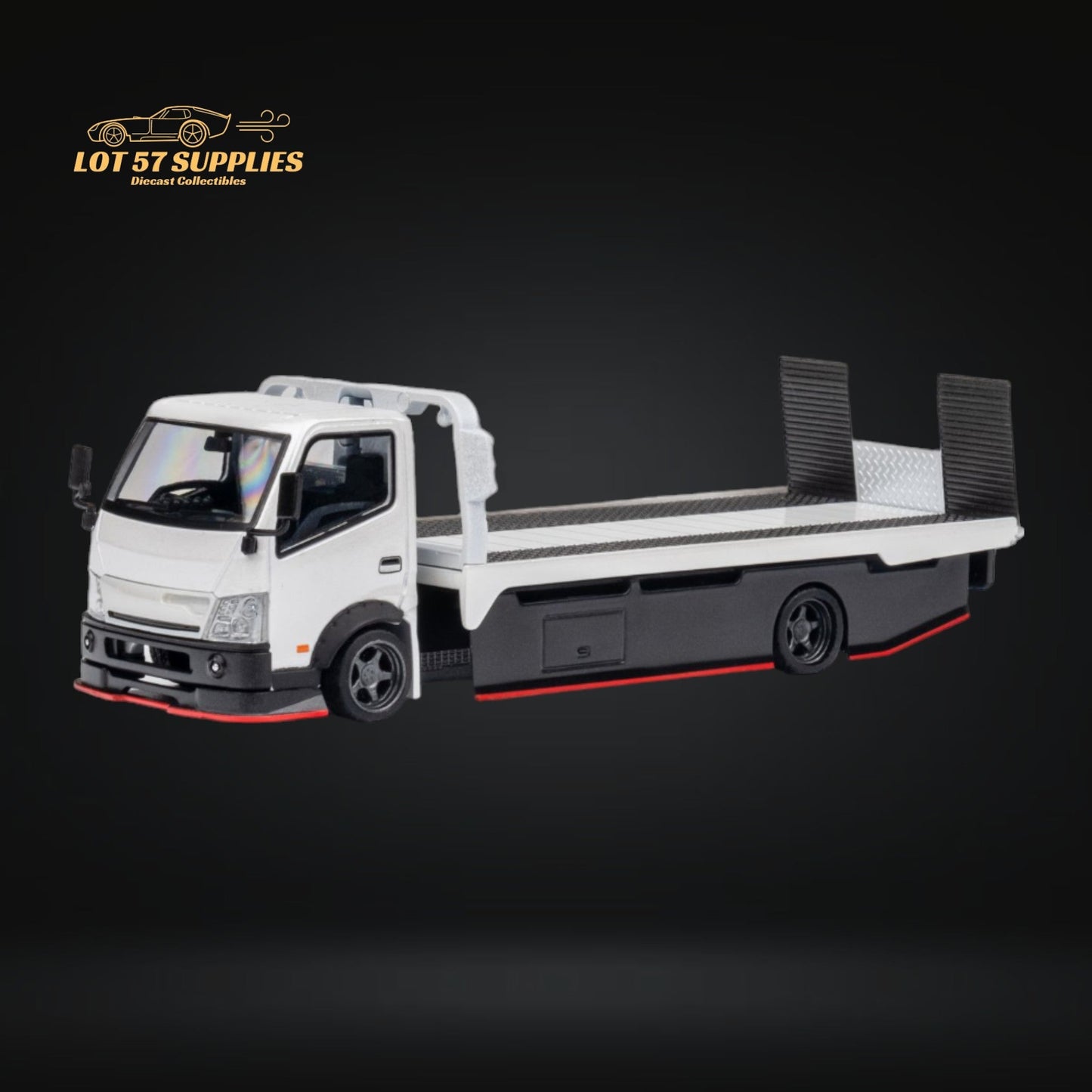 Diecast Hino 300 Diecast Flatbed Truck With Functional Bed White