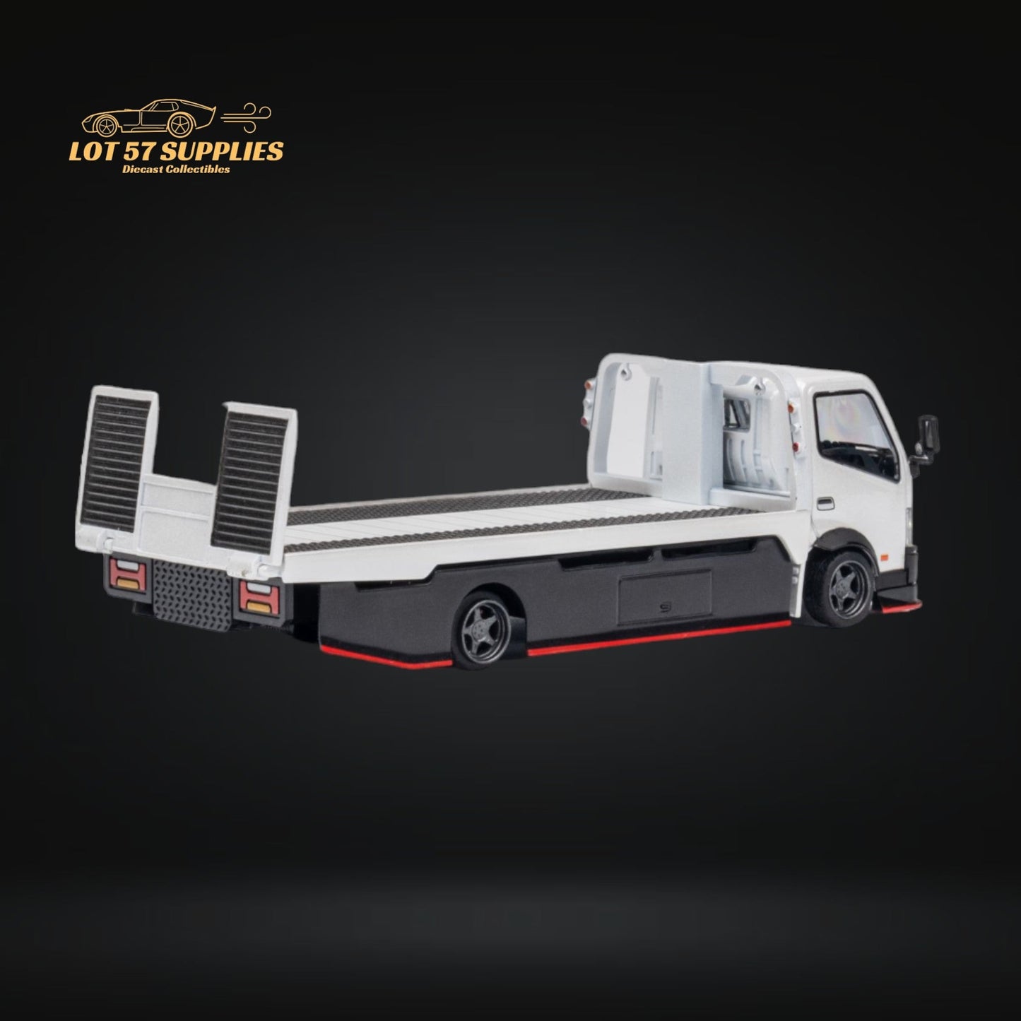 Diecast Hino 300 Diecast Flatbed Truck With Functional Bed White