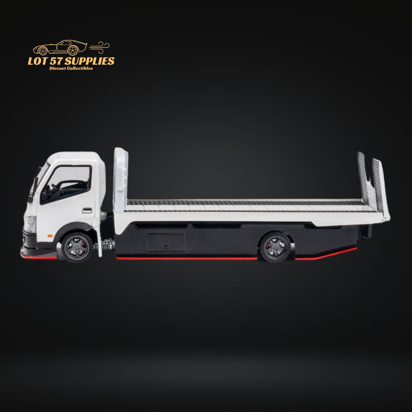 Diecast Hino 300 Diecast Flatbed Truck With Functional Bed White
