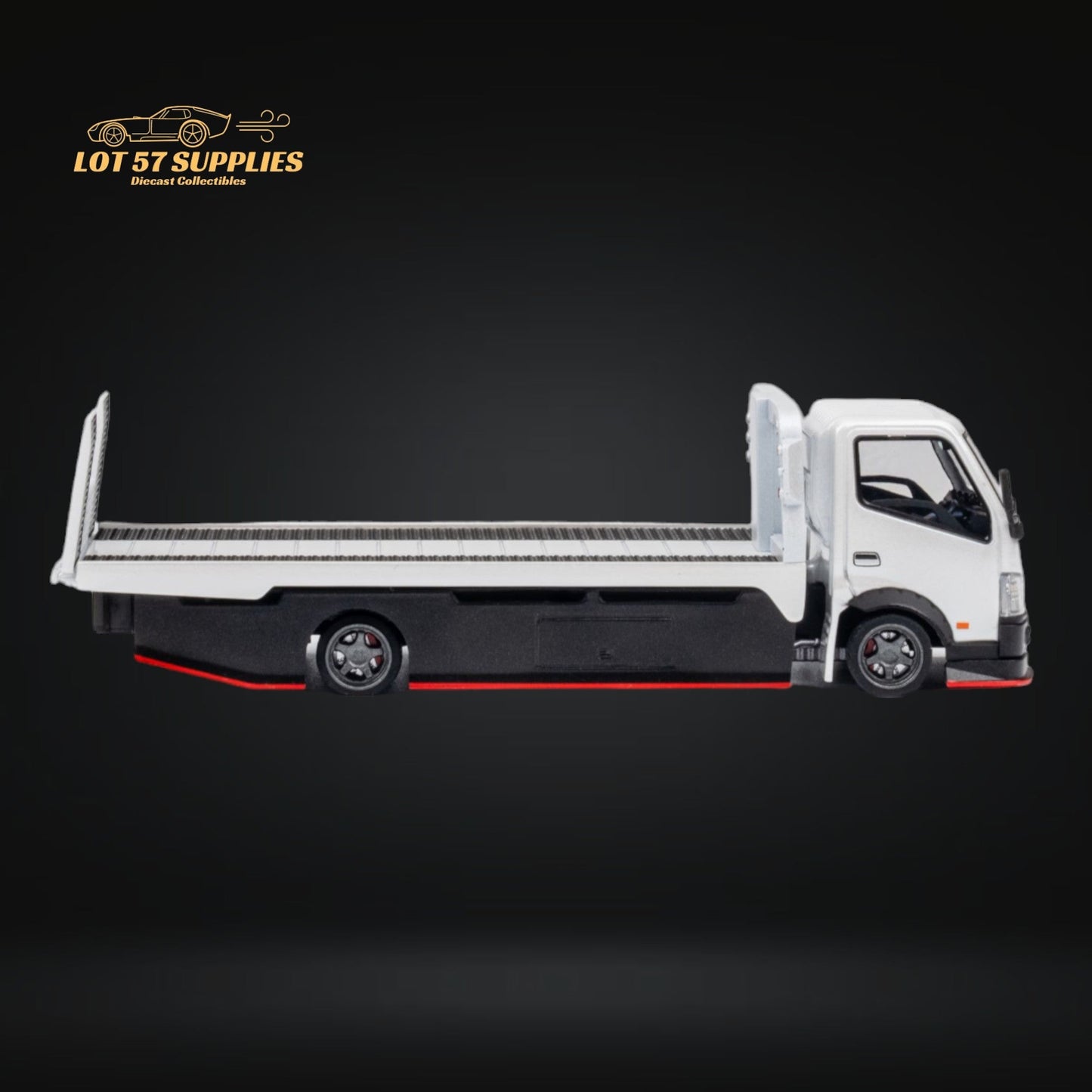 Diecast Hino 300 Diecast Flatbed Truck With Functional Bed White