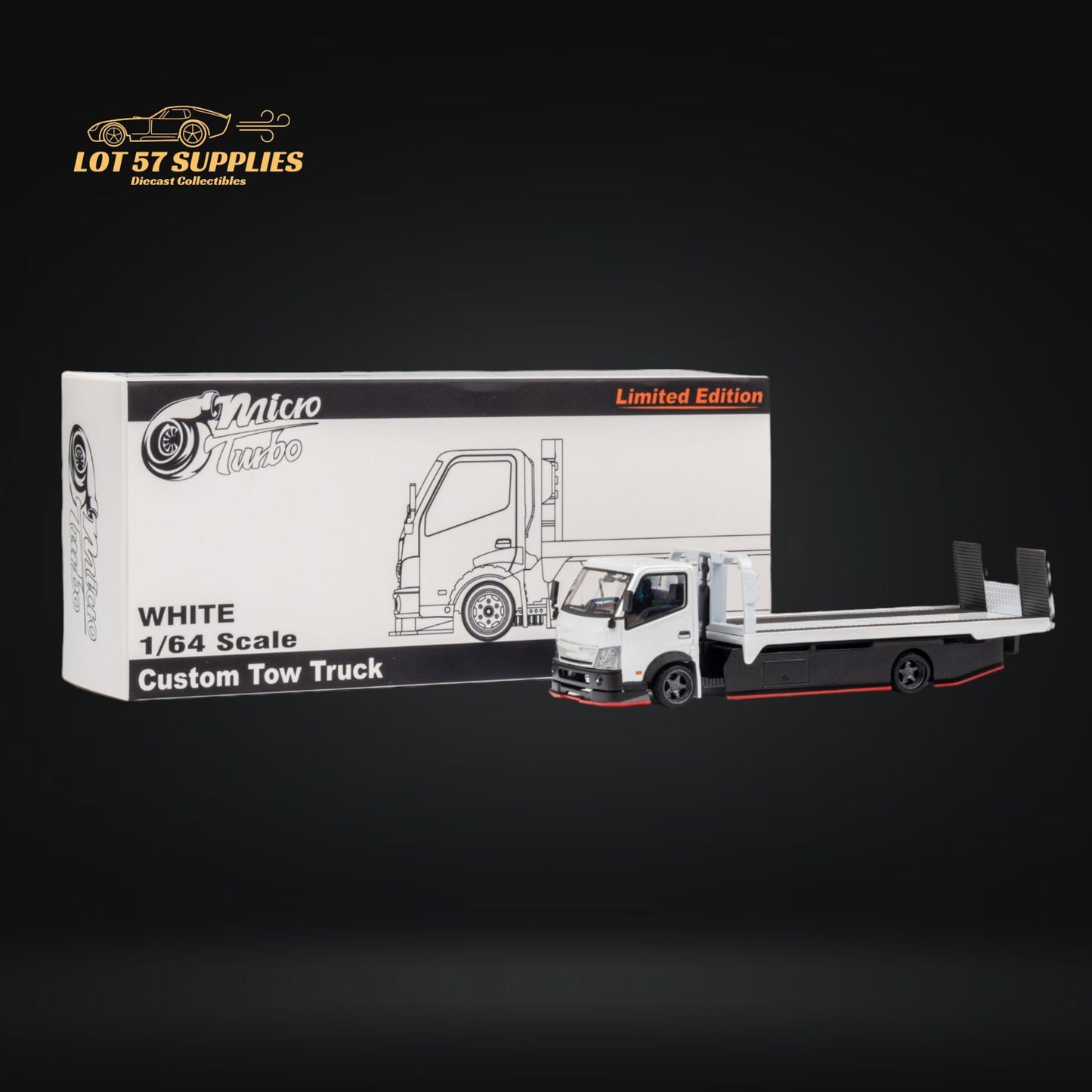 Diecast Hino 300 Diecast Flatbed Truck With Functional Bed White