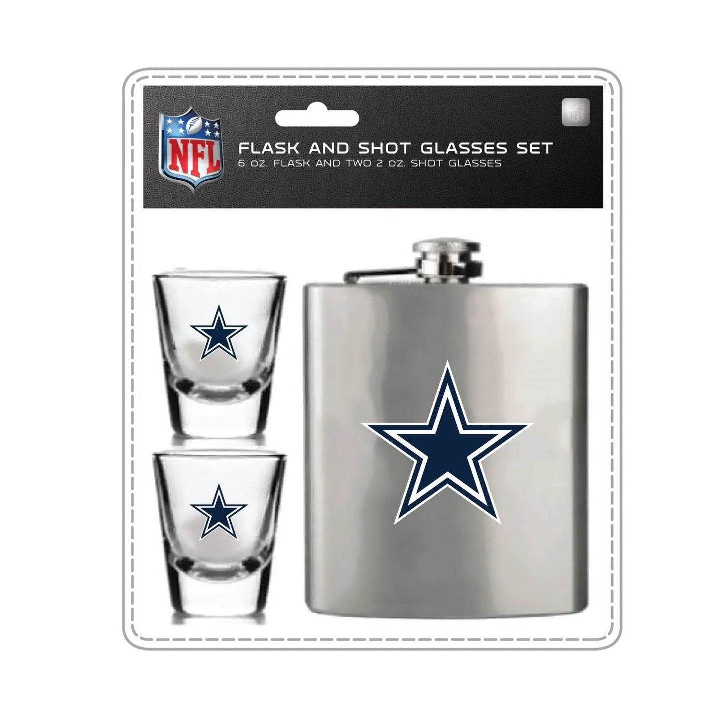 Dallas Cowboys Flask and Shot Glass Set Officially Licensed - ToylandEU