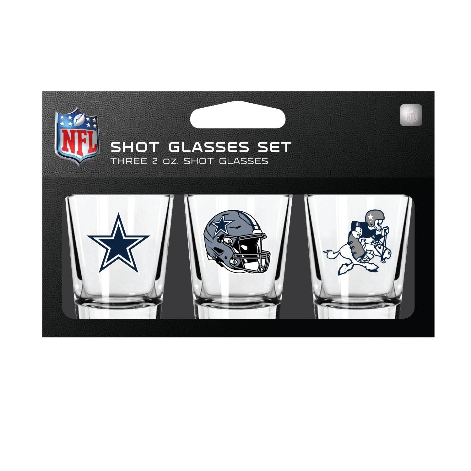 Dallas Cowboys Shot Glass Set 3 Pack Boxed Dishwasher Safe - ToylandEU