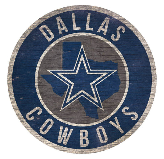 Dallas Cowboys Wood Round Sign 12 Inch State Design - ToylandEU