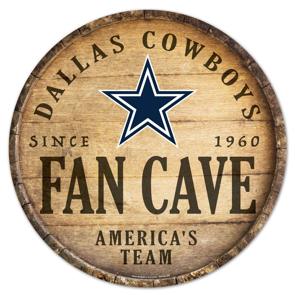 Dallas Cowboys Wood Sign 14 Inch Round Barrel Top Design - ToylandEU