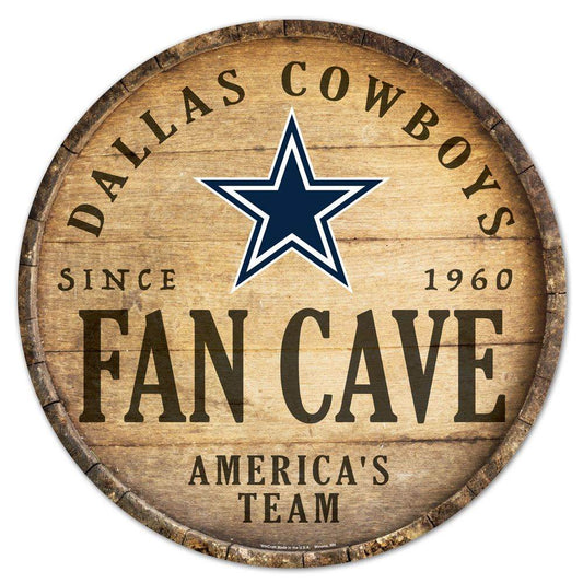 Dallas Cowboys Wood Sign 14 Inch Round Barrel Top Design - ToylandEU