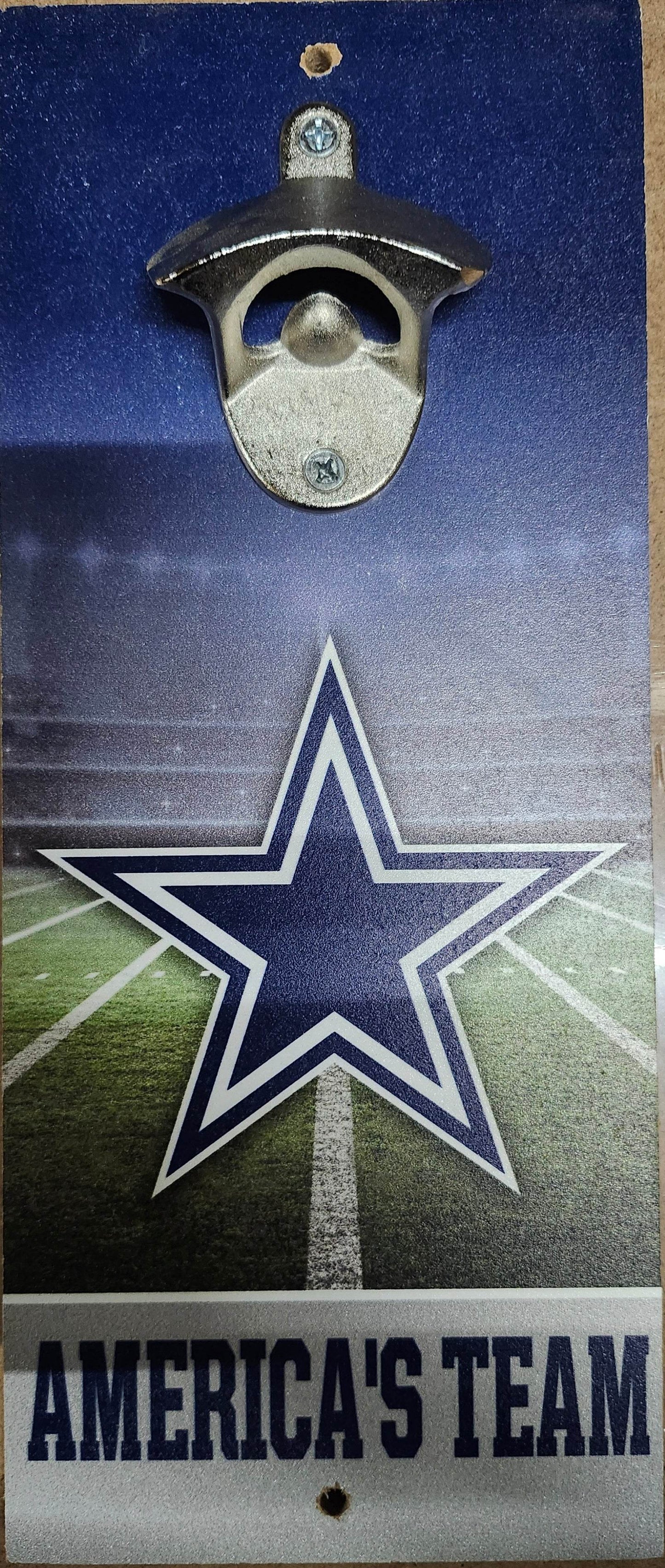 Dallas Cowboys Wood Sign 5x11 Bottle Opener Slogan - ToylandEU