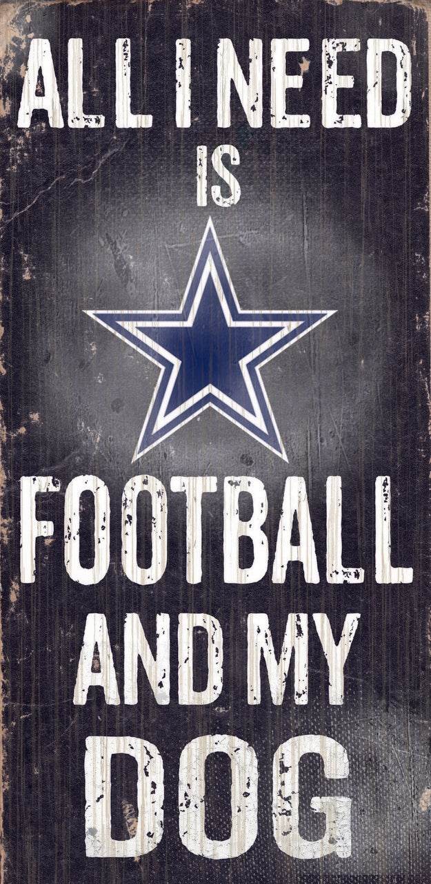 Dallas Cowboys Wood Sign Football And Dog 6 By 12 Inches - ToylandEU
