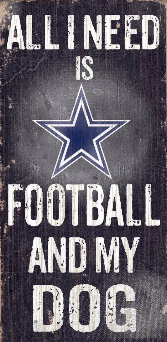 Dallas Cowboys Wood Sign Football And Dog 6 By 12 Inches - ToylandEU