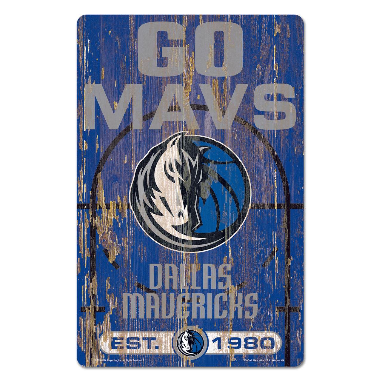 Dallas Mavericks 11x17 Wood Slogan Sign Decor Team Colors - ToylandEU