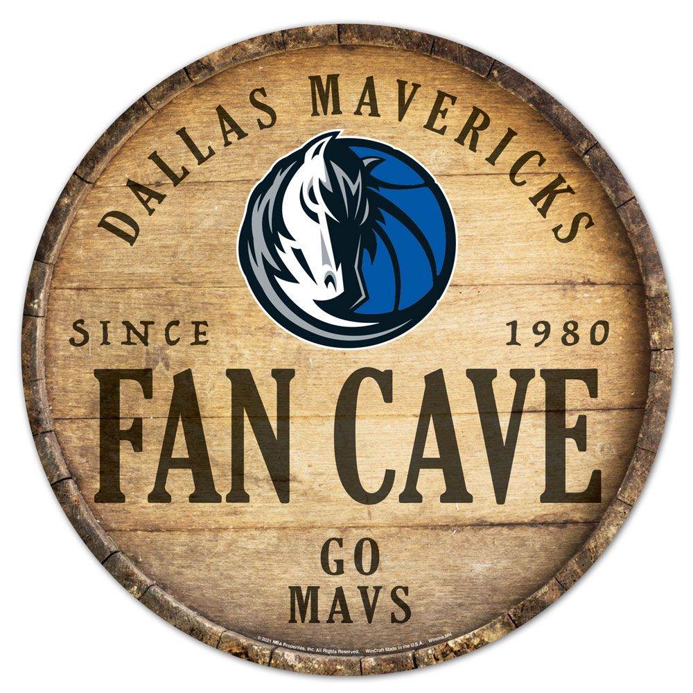 Dallas Mavericks Wood Sign 14 Inch Round Barrel Top Decor - ToylandEU