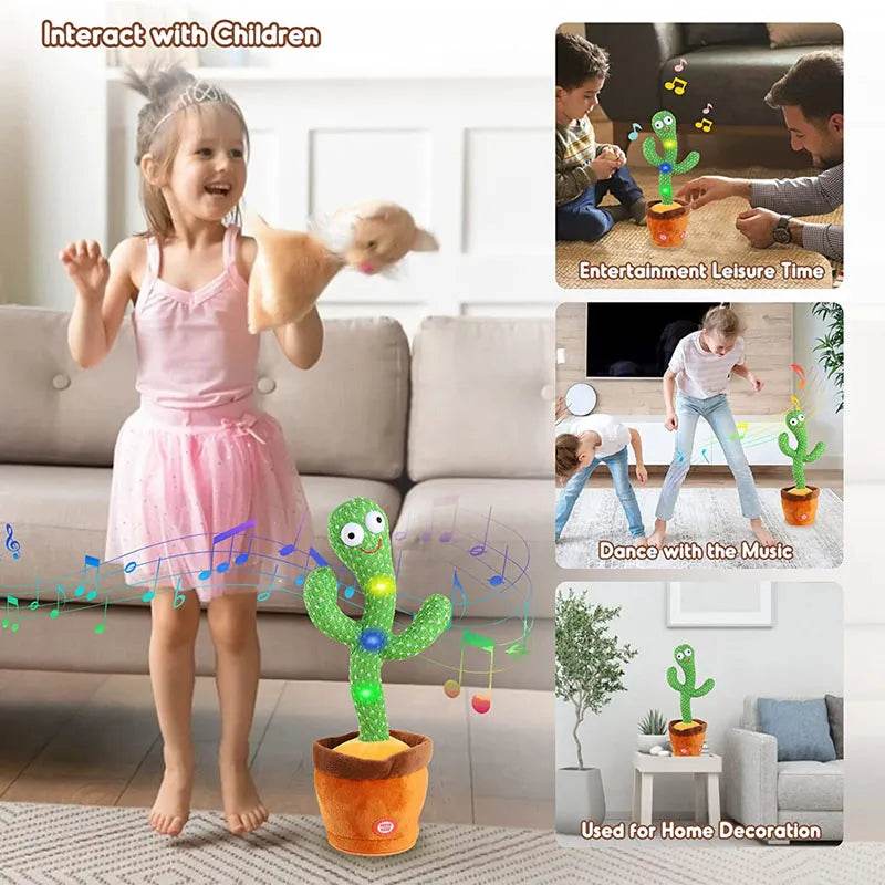 Dancing Cactus Plush Toy - Rechargeable LED Singing & Twisting Fun - ToylandEU