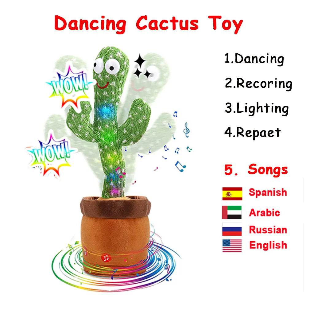 Dancing Cactus Plush Toy - Rechargeable LED Singing & Twisting Fun - ToylandEU