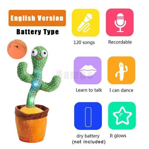 Dancing Cactus Plush Toy - Rechargeable LED Singing & Twisting Fun - ToylandEU