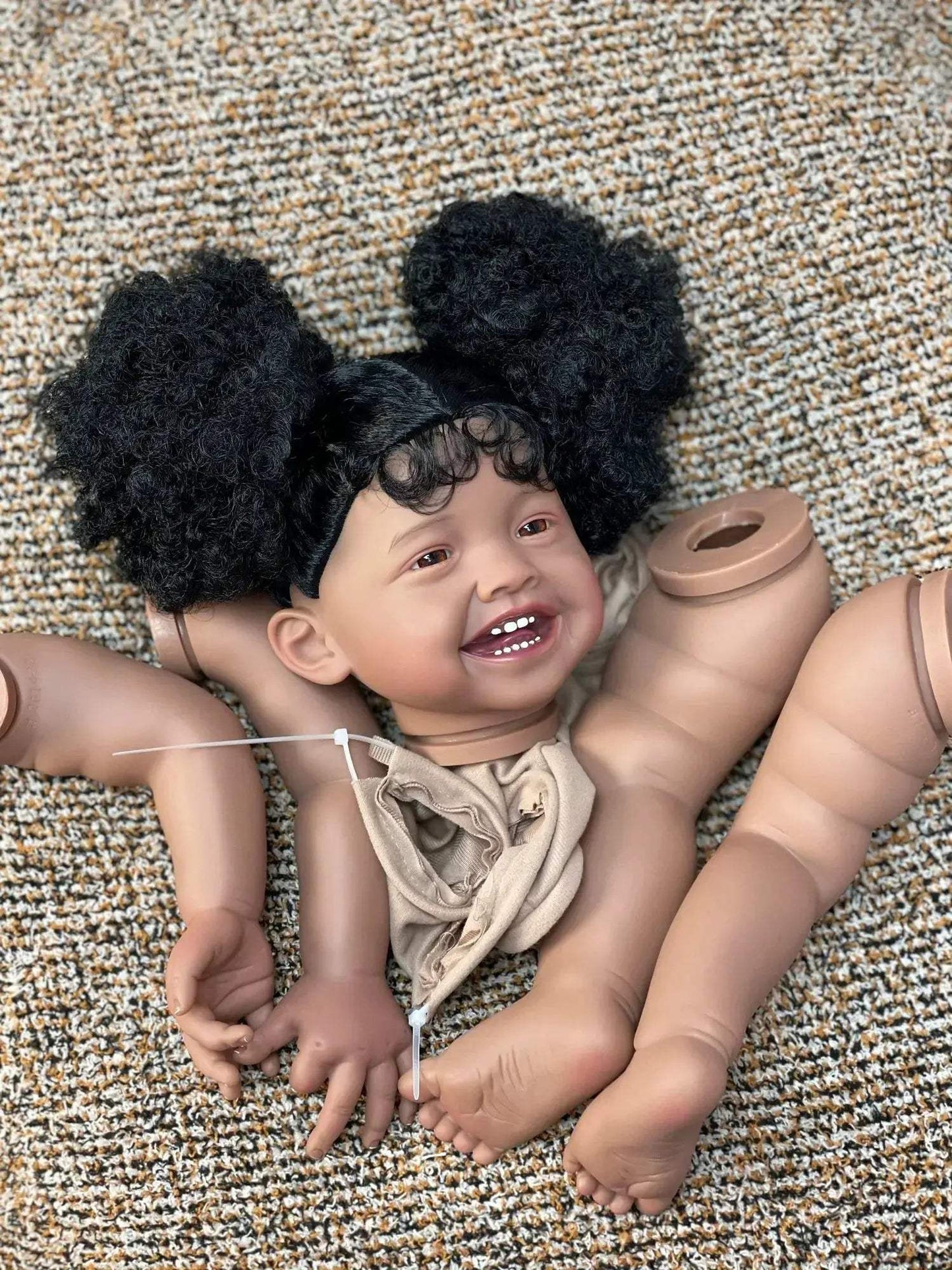 Dark Skin Mila Reborn Doll Kit 20-22 Inches Handmade - ToylandEU