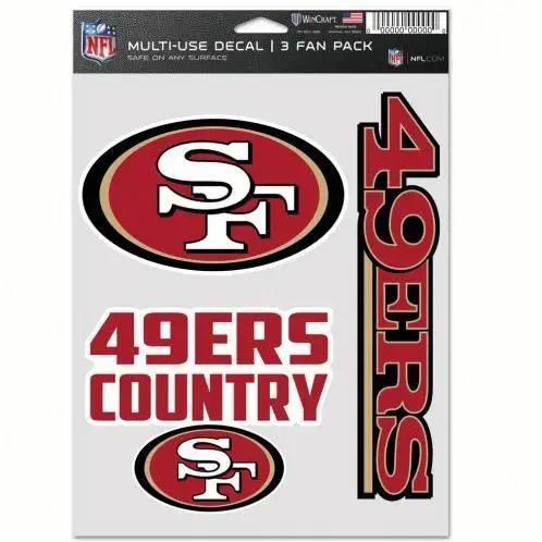  San Francisco 49ers Decal Set Three Pack Indoor Outdoor Use -  ToylandEU™