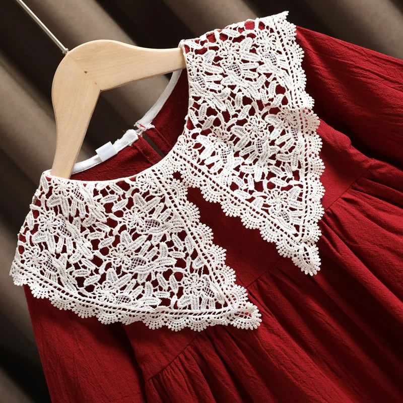 Delicate Dress Lace Long Sleeve Cotton Polyester For Toddler Girls Birthday Party - ToylandEU