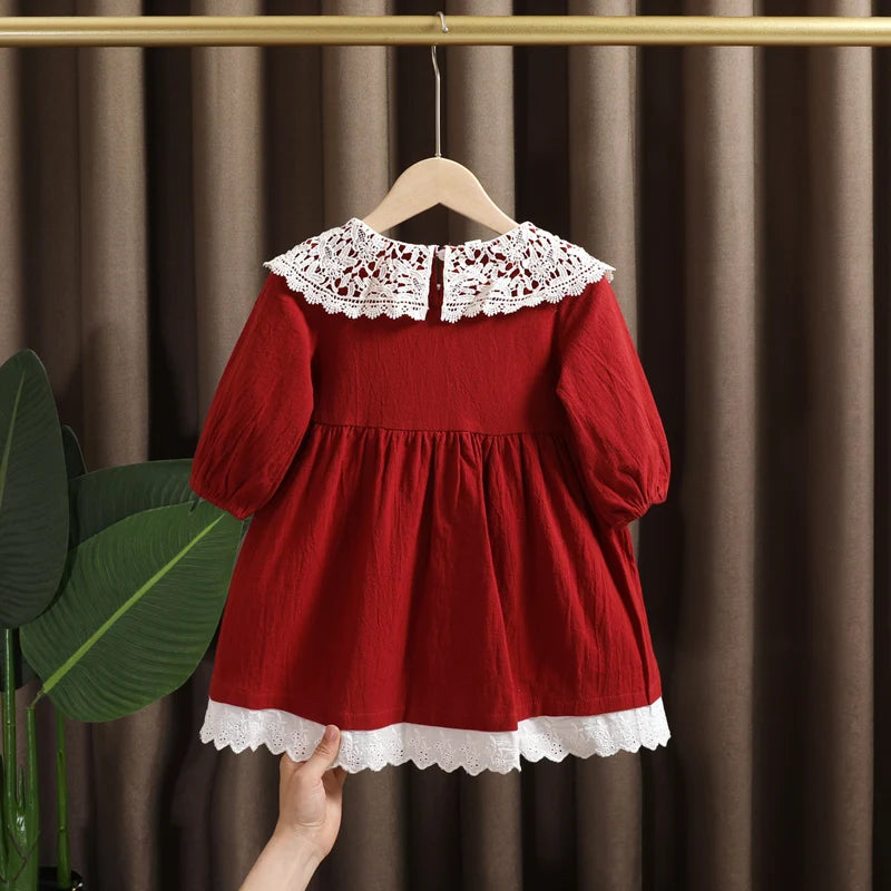 Delicate Dress Lace Long Sleeve Cotton Polyester For Toddler Girls Birthday Party - ToylandEU