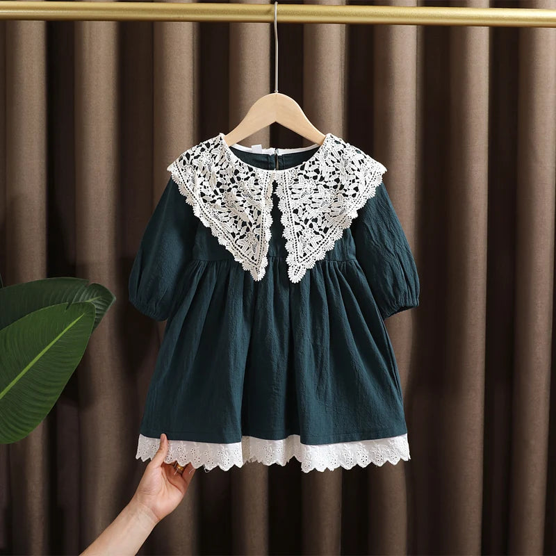 Delicate Dress Lace Long Sleeve Cotton Polyester For Toddler Girls Birthday Party - ToylandEU