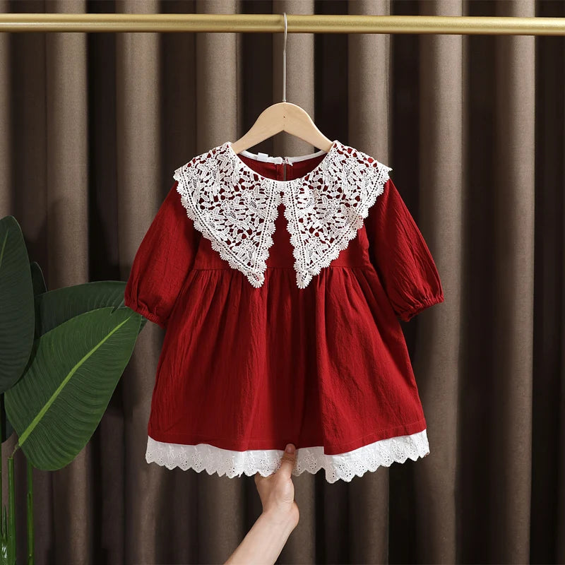 Delicate Dress Lace Long Sleeve Cotton Polyester For Toddler Girls Birthday Party - ToylandEU
