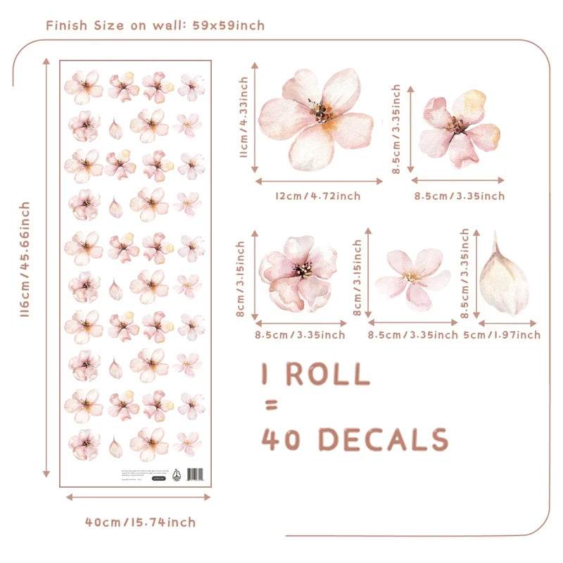 Delicate Pink Sakura Wall Stickers Boho For Girls Room - ToylandEU