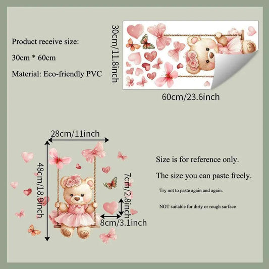  Delightful Cartoon Bear Wall Sticker 30x60cm Toyland EU -  ToylandEU™