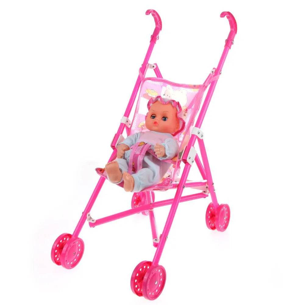 Delightful Foldable Doll Stroller with 12-Inch Doll for Kids - ToylandEU