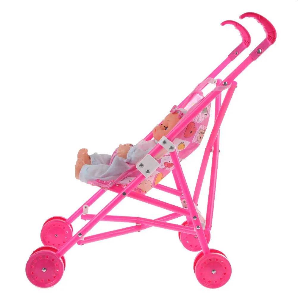 Delightful Foldable Doll Stroller with 12-Inch Doll for Kids - ToylandEU