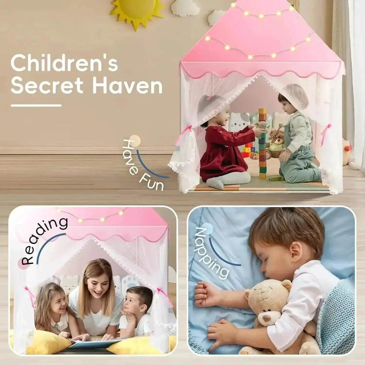  Delightful Pink Kids Indoor Foldable Tent Toyland EU -  ToylandEU™