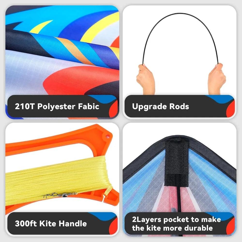  Delta Kite Rainbow Cartoon|328ft Line Nylon|Toylandeu™ 