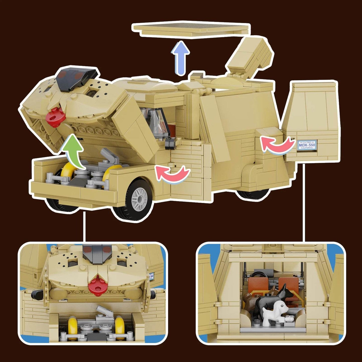 Deluxe Building Block Set Doggy Camper Van Model For Fans - ToylandEU