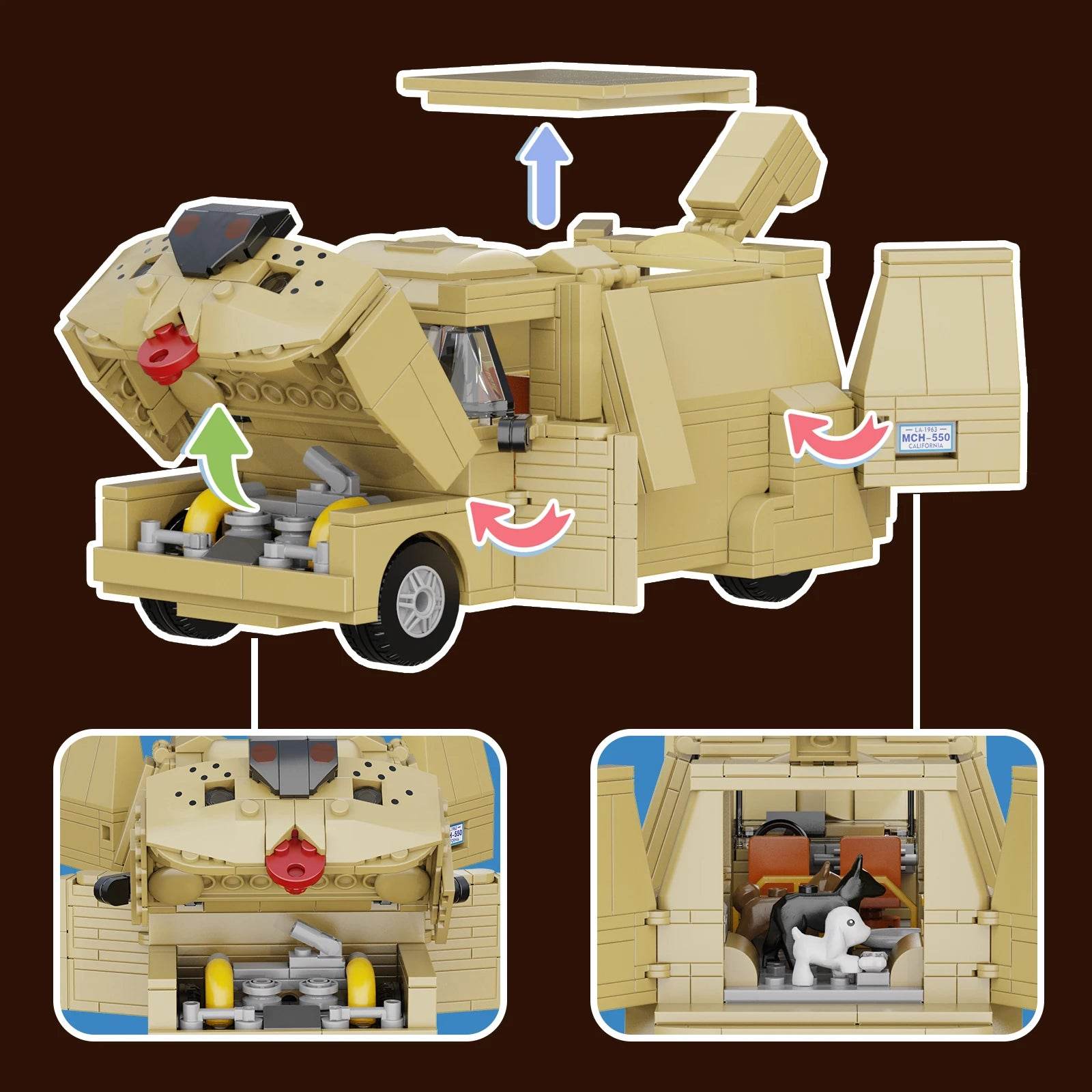 Deluxe Building Block Set Doggy Camper Van Model For Fans - ToylandEU