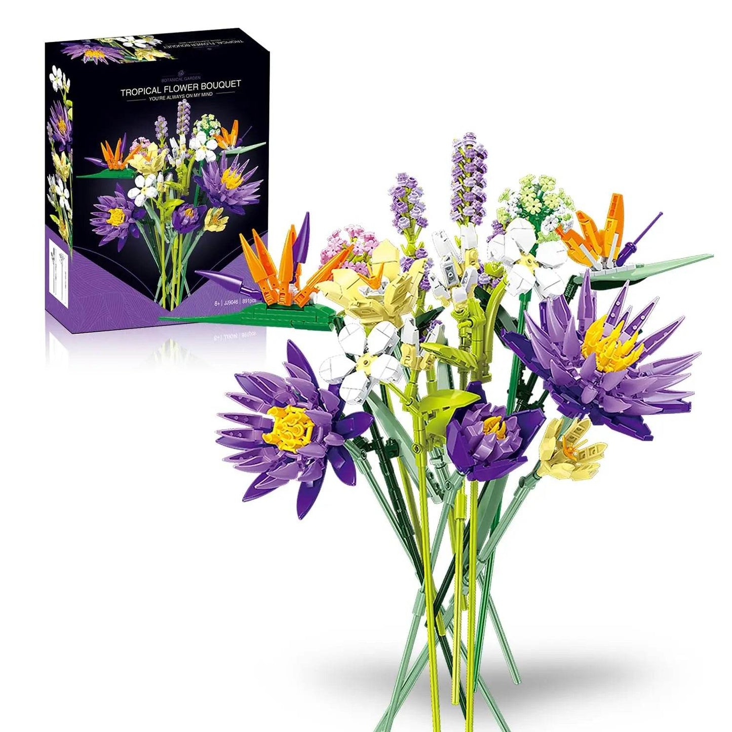 Deluxe Building Blocks Bouquet Pcs891 Romantic Violet Kids - ToylandEU