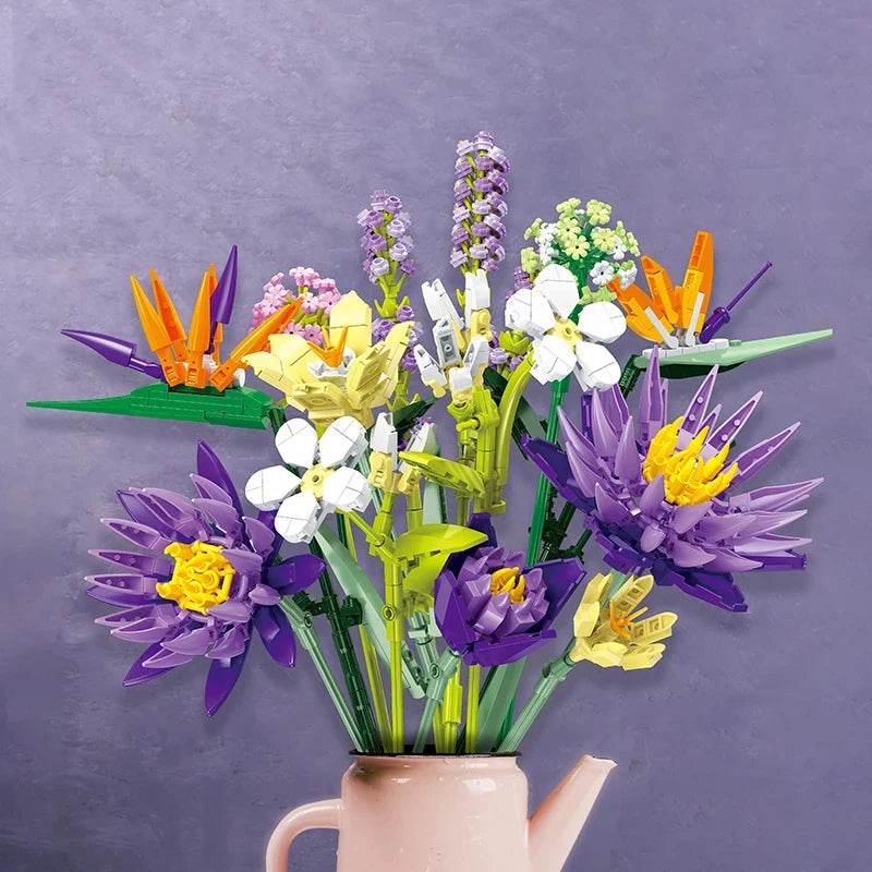 Deluxe Building Blocks Bouquet Pcs891 Romantic Violet Kids - ToylandEU