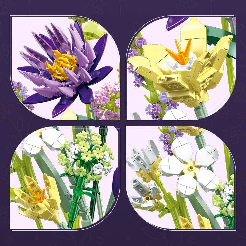 Deluxe Building Blocks Bouquet Pcs891 Romantic Violet Kids - ToylandEU