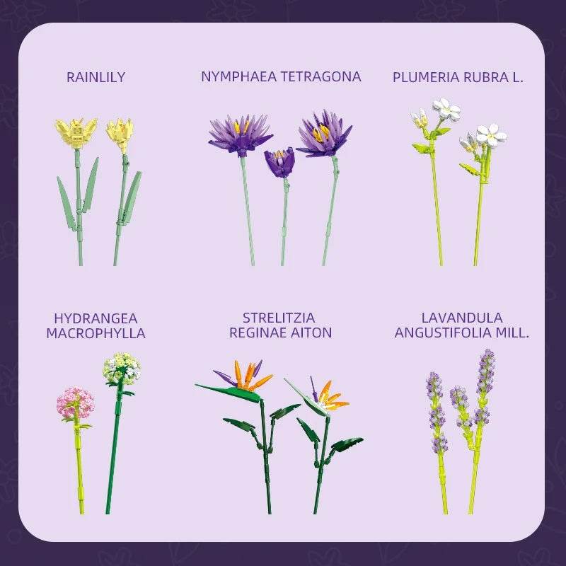 Deluxe Building Blocks Bouquet Pcs891 Romantic Violet Kids - ToylandEU