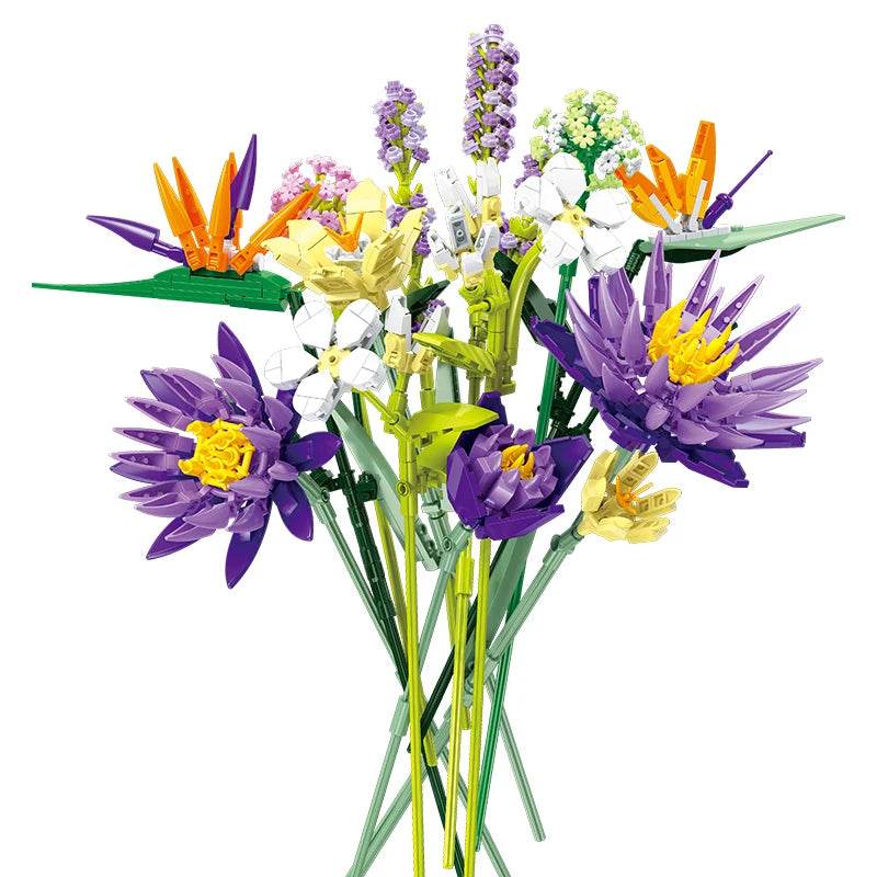 Deluxe Building Blocks Bouquet Pcs891 Romantic Violet Kids - ToylandEU