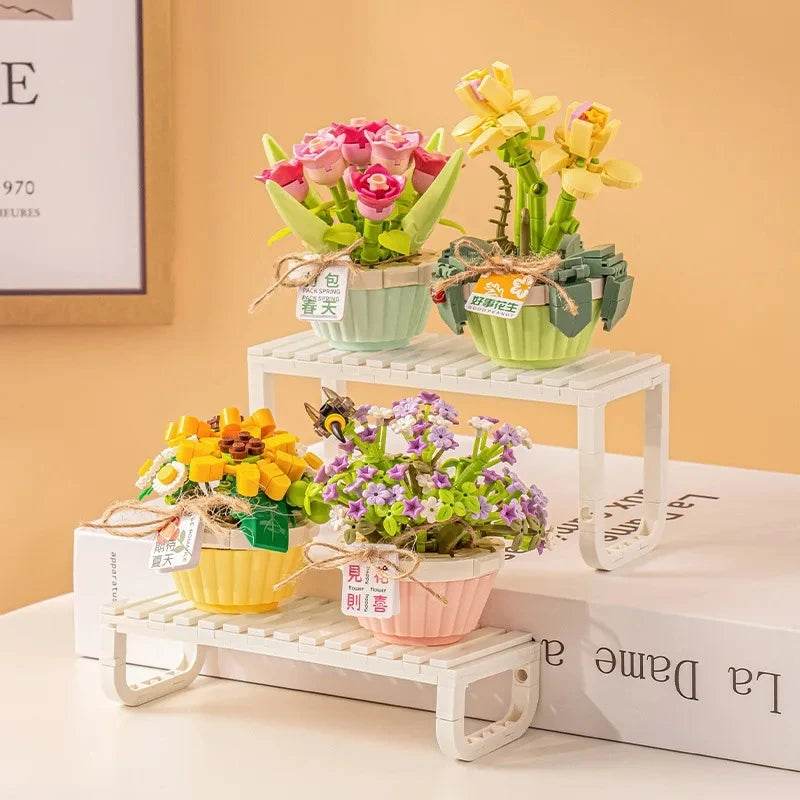 Deluxe Building Blocks Potted Flower Diy Gift For Girls - ToylandEU